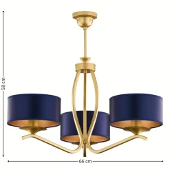 Lampa sufitowa KASZMIR złota granatowy abażur 3xE27 * Jupiter New