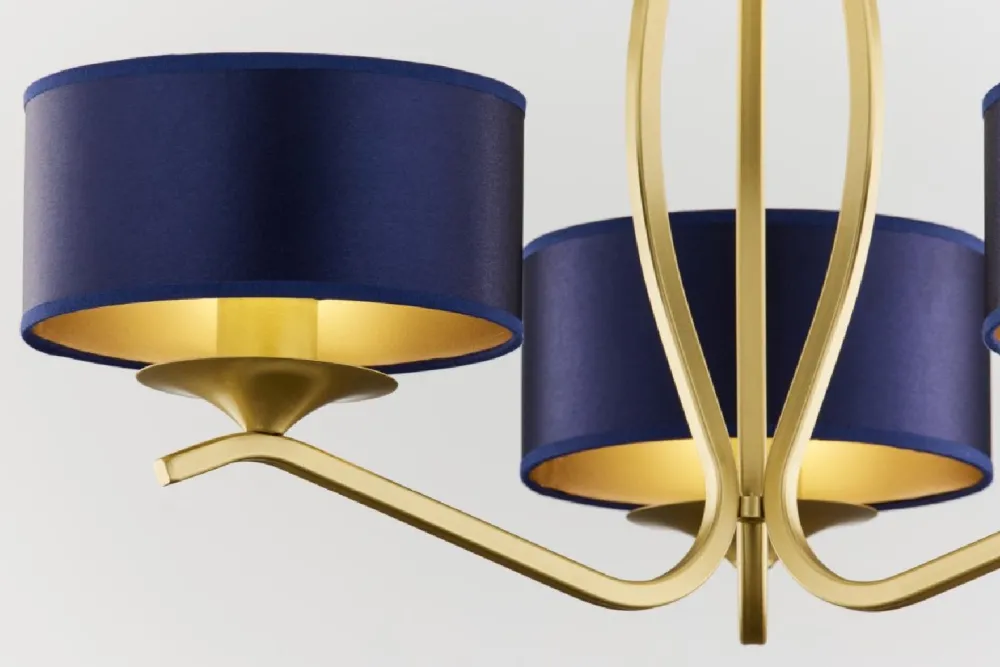 Lampa sufitowa KASZMIR złota granatowy abażur 3xE27 * Jupiter New