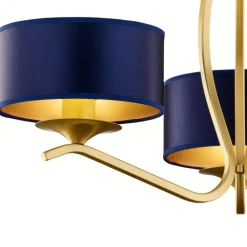 Lampa sufitowa KASZMIR złota granatowy abażur 3xE27 * Jupiter New