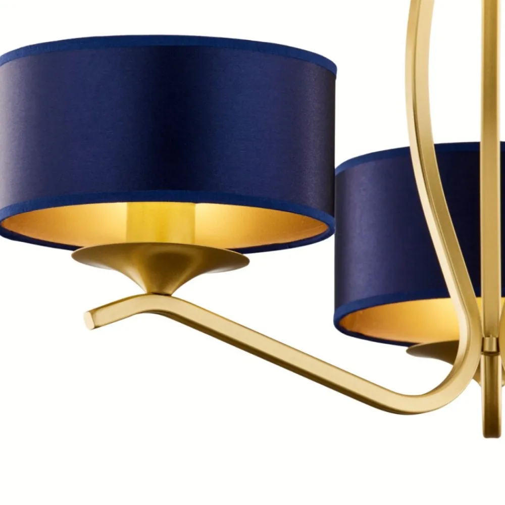 Lampa sufitowa KASZMIR złota granatowy abażur 3xE27 * Jupiter New