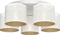Lampa Sufitowa LOFT SHADE Biały Złoty Klosz z Tworzywa 5xE27 * Luminex Hot