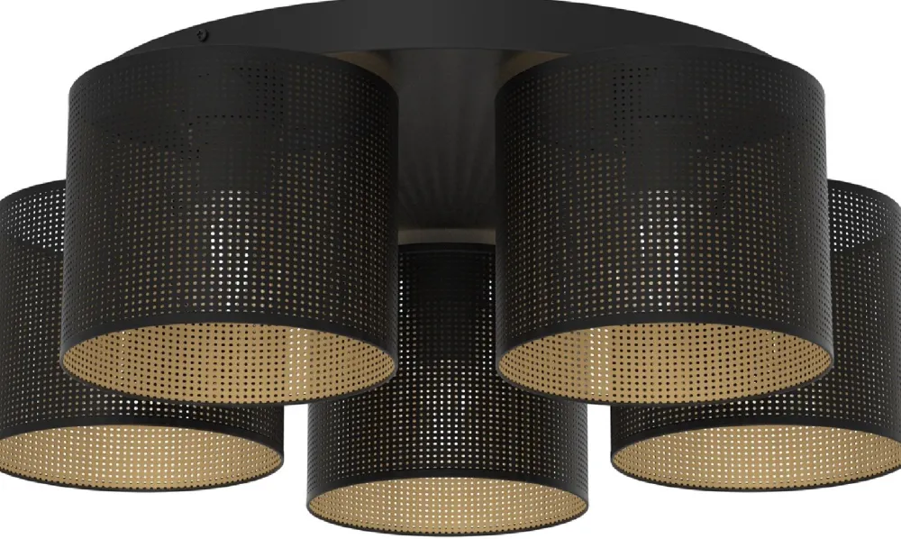 Lampa Sufitowa LOFT SHADE Czarny Złoty Klosz z Tworzywa 5xE27 * Luminex Clearance