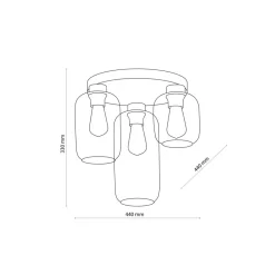 Lampa Sufitowa MARCO Czarny Złoty Szklane Klosze 3xE27 * TK Lighting Clearance