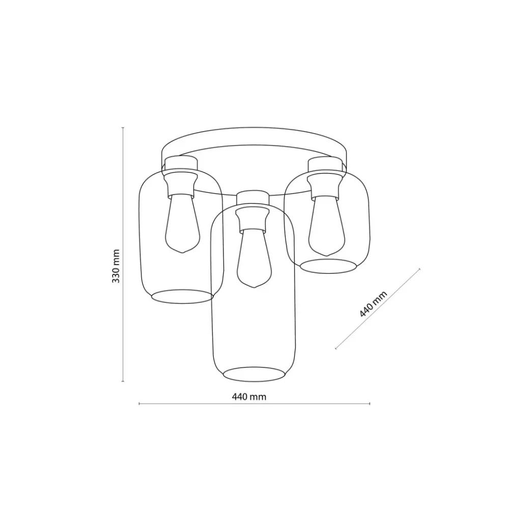 Lampa Sufitowa MARCO Czarny Złoty Szklane Klosze 3xE27 * TK Lighting Clearance