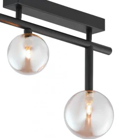 Lampa Sufitowa NEPTUN Czarny Bursztynowy Szklane Klosze 3xG9 * Jupiter New