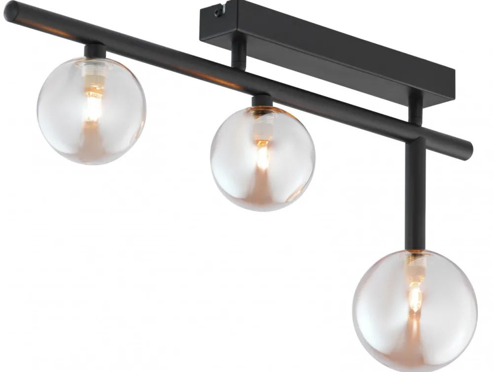 Lampa Sufitowa NEPTUN Czarny Bursztynowy Szklane Klosze 3xG9 * Jupiter New