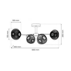 Lampa Sufitowa OAKLAND Srebrny Szklane Klosze 4xE27 * Eko-light Sale