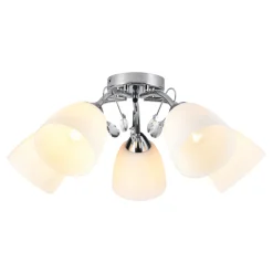 Lampa sufitowa PIREUS Srebrna Szklane klosze 5xE27 * Eko-light Best