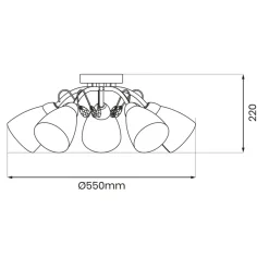 Lampa sufitowa PIREUS Srebrna Szklane klosze 5xE27 * Eko-light Best