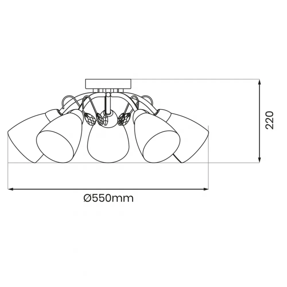 Lampa sufitowa PIREUS Srebrna Szklane klosze 5xE27 * Eko-light Best