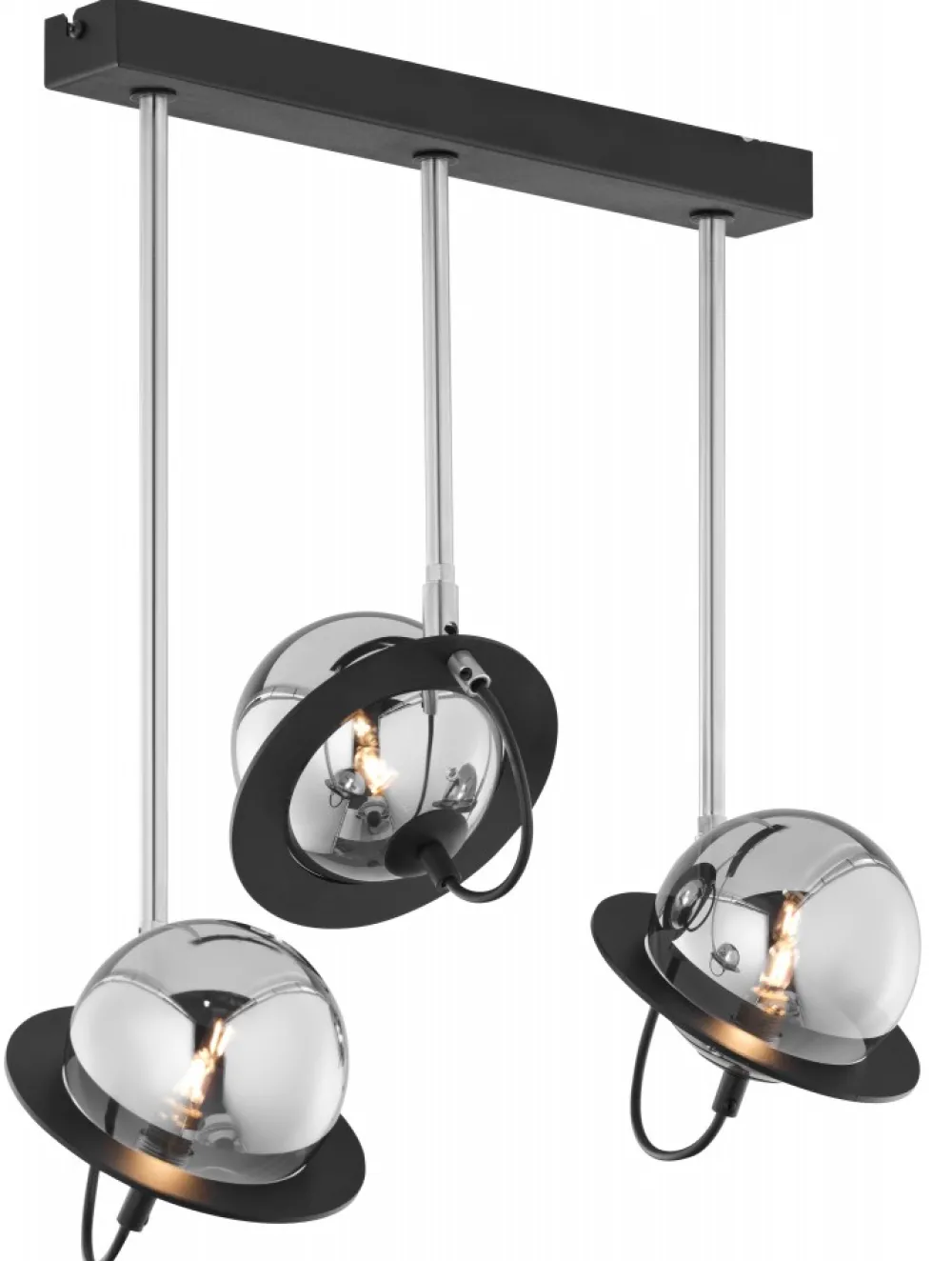 Lampa Sufitowa PLANET Czarny Srebrny Szklane Klosze 3xG9 * Jupiter Clearance