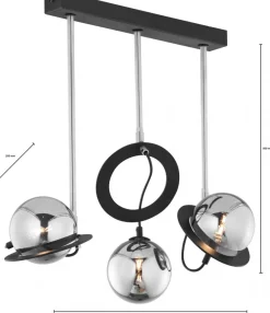 Lampa Sufitowa PLANET Czarny Srebrny Szklane Klosze 3xG9 * Jupiter Clearance