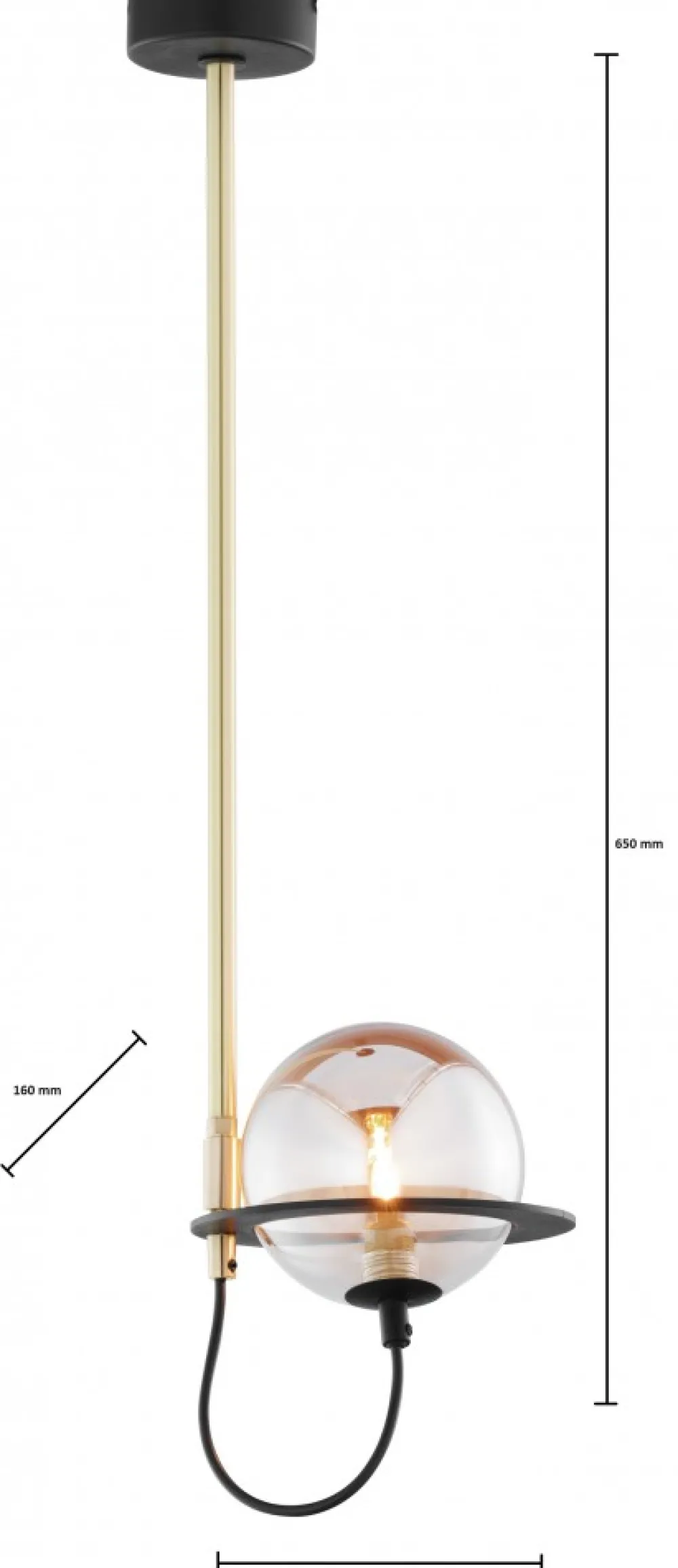 Lampa Sufitowa PLANET Czarny Złoty Szklany Klosz 1xG9 * Jupiter Online