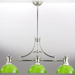 Lampa sufitowa PLATINO srebrna zielony klosz 3xE27 * Jupiter Discount
