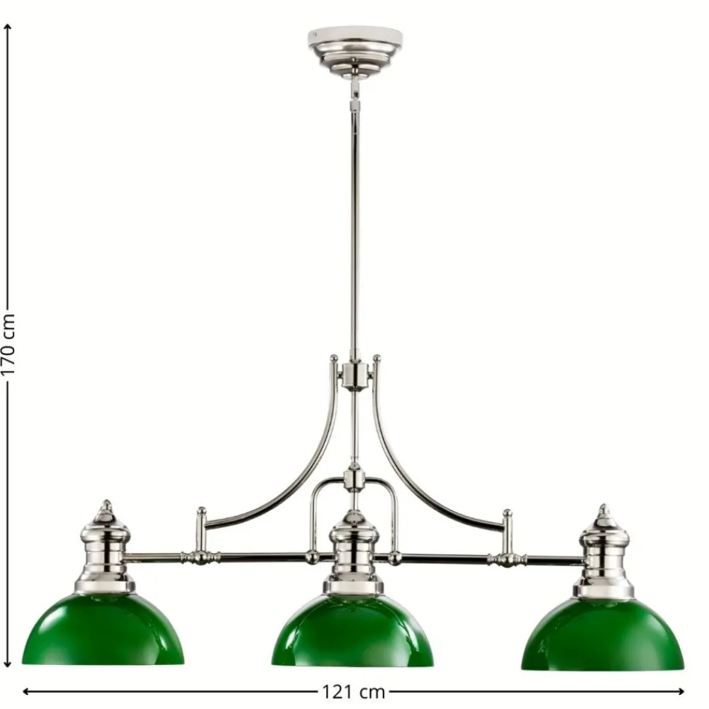 Lampa sufitowa PLATINO srebrna zielony klosz 3xE27 * Jupiter Discount