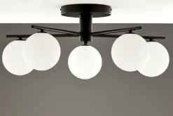 Lampa sufitowa PRATO czarna biały klosz 5xG9 * Jupiter Sale