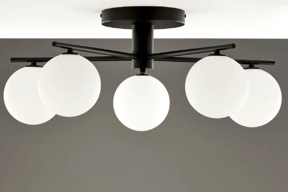 Lampa sufitowa PRATO czarna biały klosz 5xG9 * Jupiter Sale