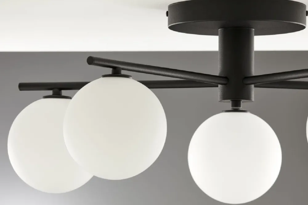 Lampa sufitowa PRATO czarna biały klosz 5xG9 * Jupiter Sale
