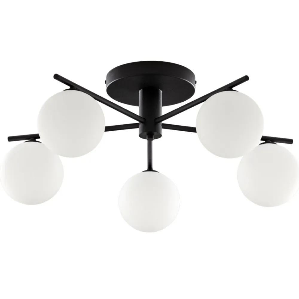 Lampa sufitowa PRATO czarna biały klosz 5xG9 * Jupiter Sale
