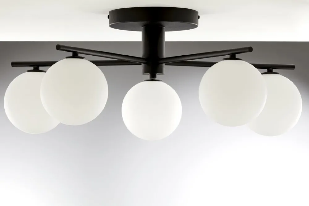 Lampa sufitowa PRATO czarna biały klosz 5xG9 * Jupiter Sale