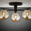 Lampa sufitowa PRATO czarna bursztynowy klosz 5xG9 * Jupiter New
