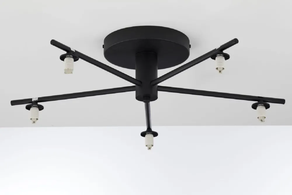 Lampa sufitowa PRATO czarna bursztynowy klosz 5xG9 * Jupiter New