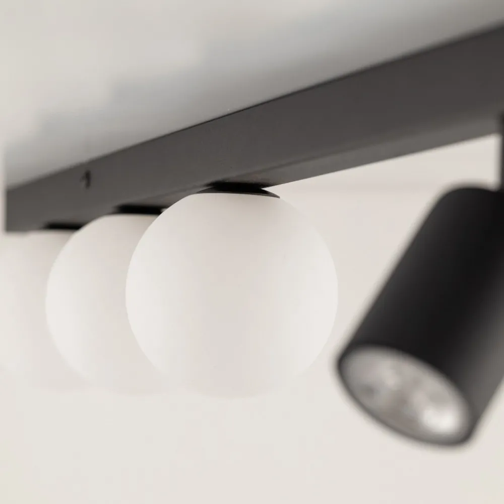 Lampa Sufitowa Regulowana VOX Czarny Biały Szklane Klosze 3xGU10 3xG9 * TK Lighting Outlet