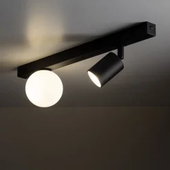 Lampa Sufitowa Regulowana VOX Czarny Biały Szklany Klosz 1xGU10 1xG9 * TK Lighting Outlet