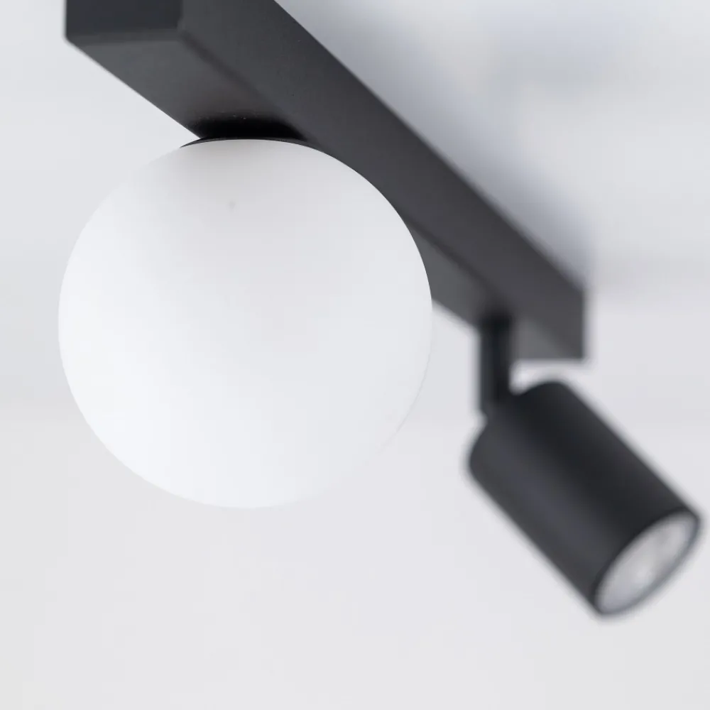 Lampa Sufitowa Regulowana VOX Czarny Biały Szklany Klosz 1xGU10 1xG9 * TK Lighting Outlet