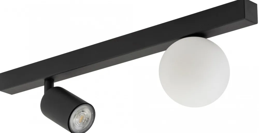 Lampa Sufitowa Regulowana VOX Czarny Biały Szklany Klosz 1xGU10 1xG9 * TK Lighting Outlet