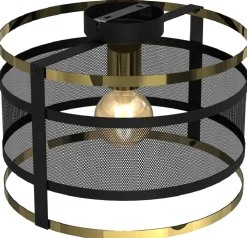 Lampa Sufitowa RIM Czarny Złoty Metalowy Klosz 1xE27 30cm * Luminex Hot