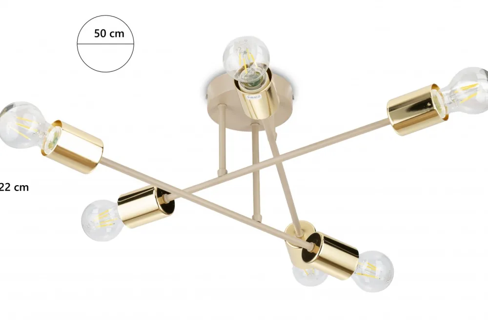 Lampa Sufitowa Robi Beżowa 6xE27 50 cm * HowHomely Discount