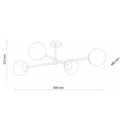 Lampa Sufitowa SARIUS Czarny Szklane Klosze 4xG9 * TK Lighting Discount