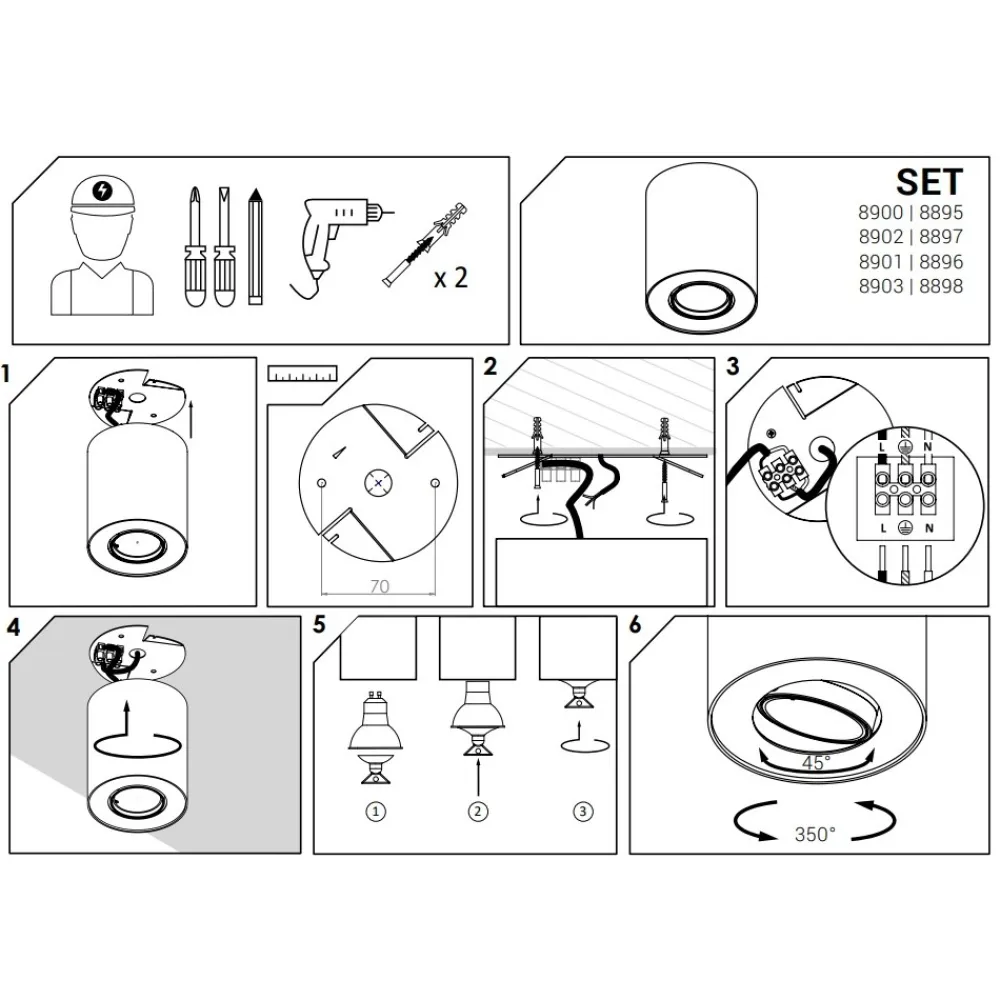 Lampa Sufitowa SET Biały Czarny 1xGU10 * Nowodvorski Clearance