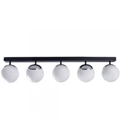 Lampa Sufitowa SFERA Czarny Srebrny Szklany Klosz 5xE14 * Eko-light Hot