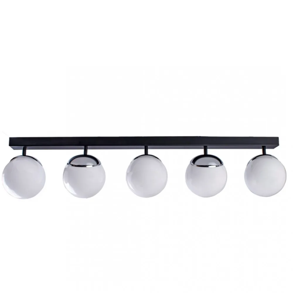 Lampa Sufitowa SFERA Czarny Srebrny Szklany Klosz 5xE14 * Eko-light Hot