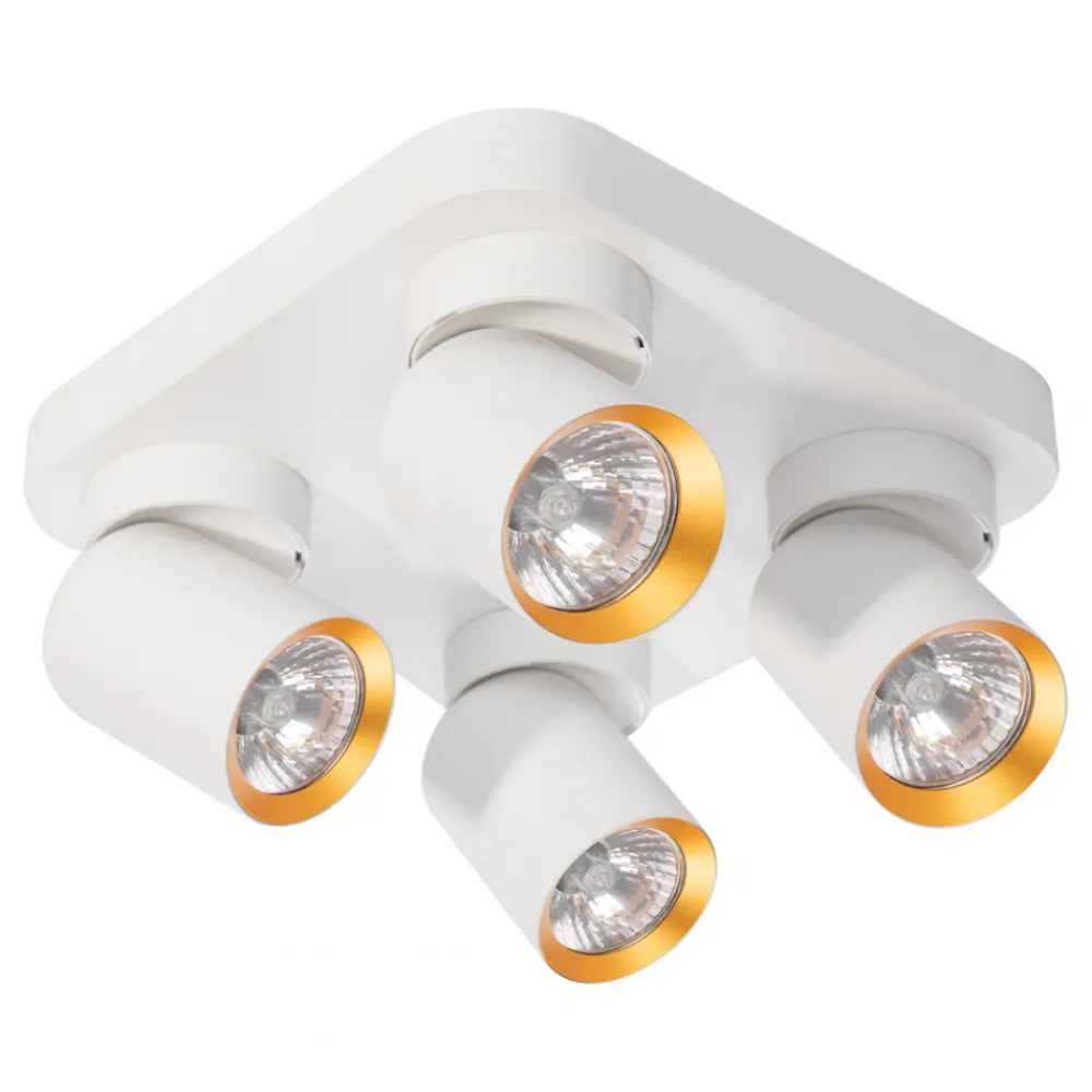 Lampa Sufitowa Spot ANDY Biały Złoty 4xGU10 22cm * Eko-light Online