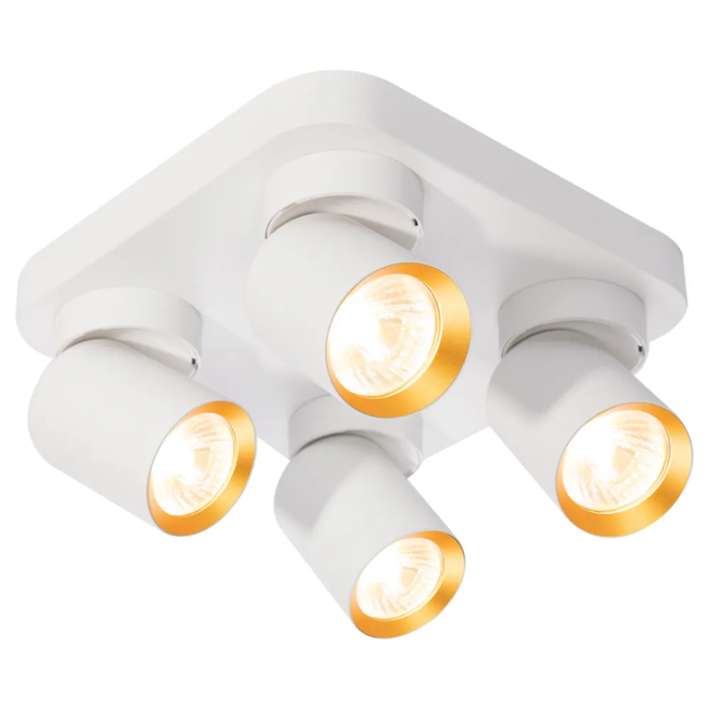 Lampa Sufitowa Spot ANDY Biały Złoty 4xGU10 22cm * Eko-light Online