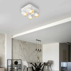 Lampa Sufitowa Spot ANDY Biały Złoty 4xGU10 22cm * Eko-light Online