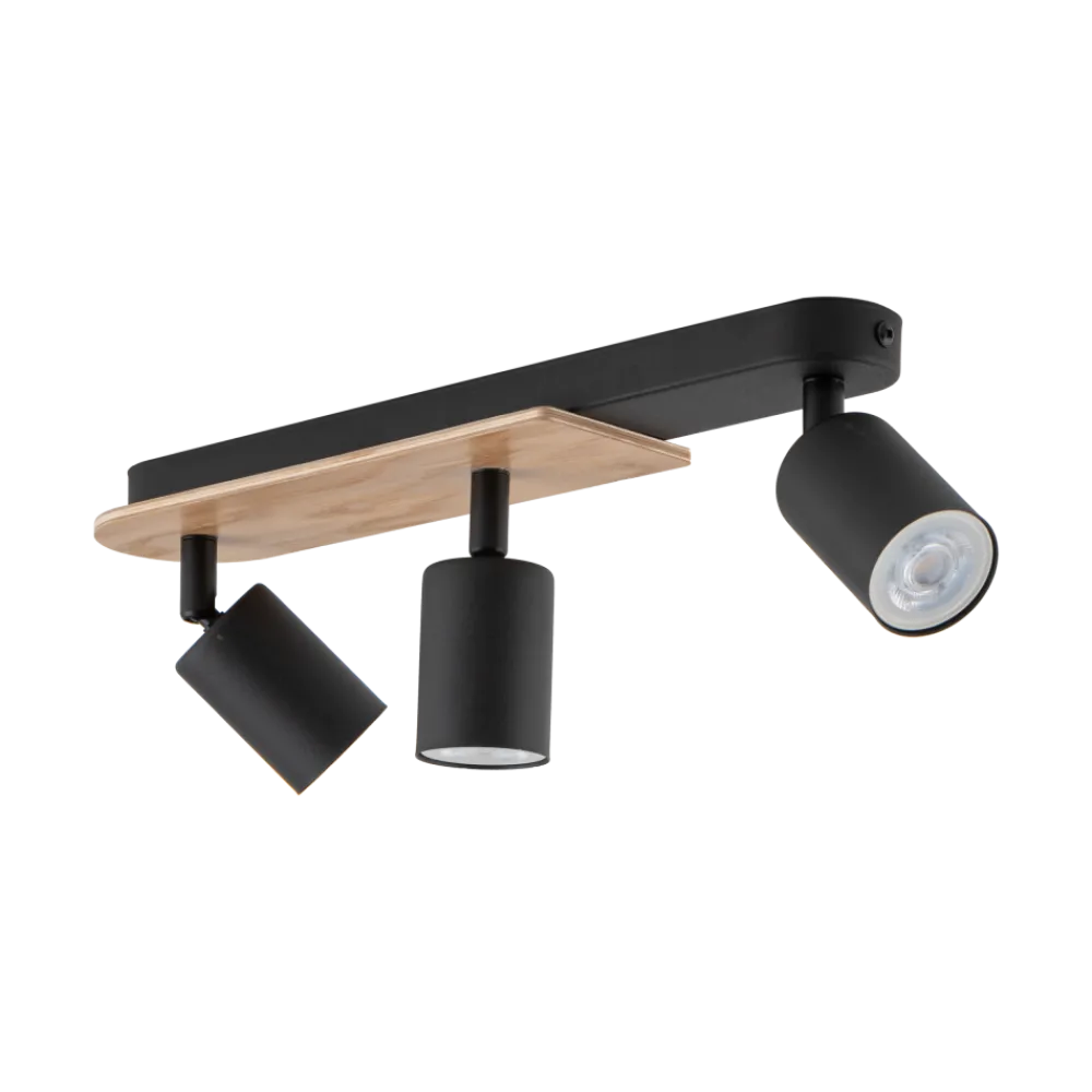 Lampa Sufitowa Spot COVER Czarny Brązowy Drewno 3xGU10 * TK Lighting Discount