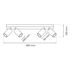 Lampa Sufitowa Spot HUDSON Czarny 4xGU10 * Eko-light Outlet