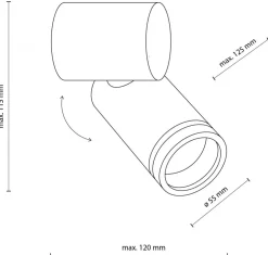Lampa Sufitowa SPOT JET D Czarny 1xGU10 * TK Lighting Online