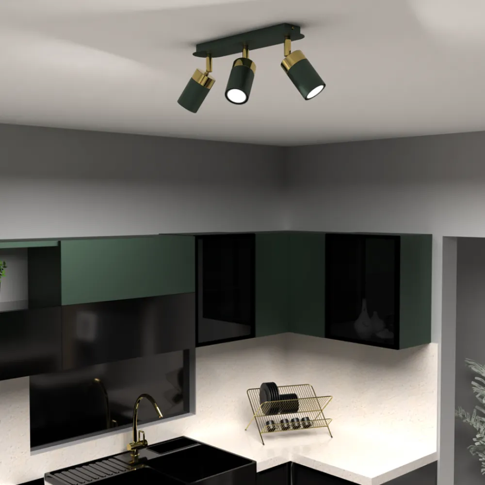 Lampa sufitowa Spot JOKER Zielony Złoty 3xGU10 * Eko-light Discount