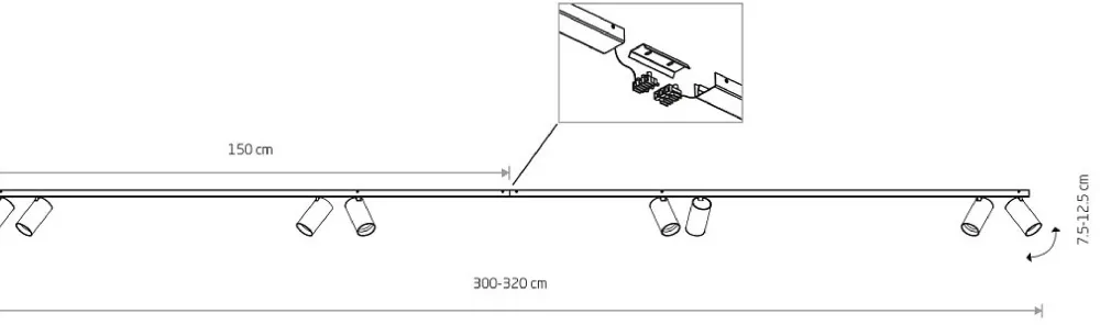 Lampa Sufitowa SPOT MONO Czarny 8xGU10 2x1,5m * Nowodvorski Clearance
