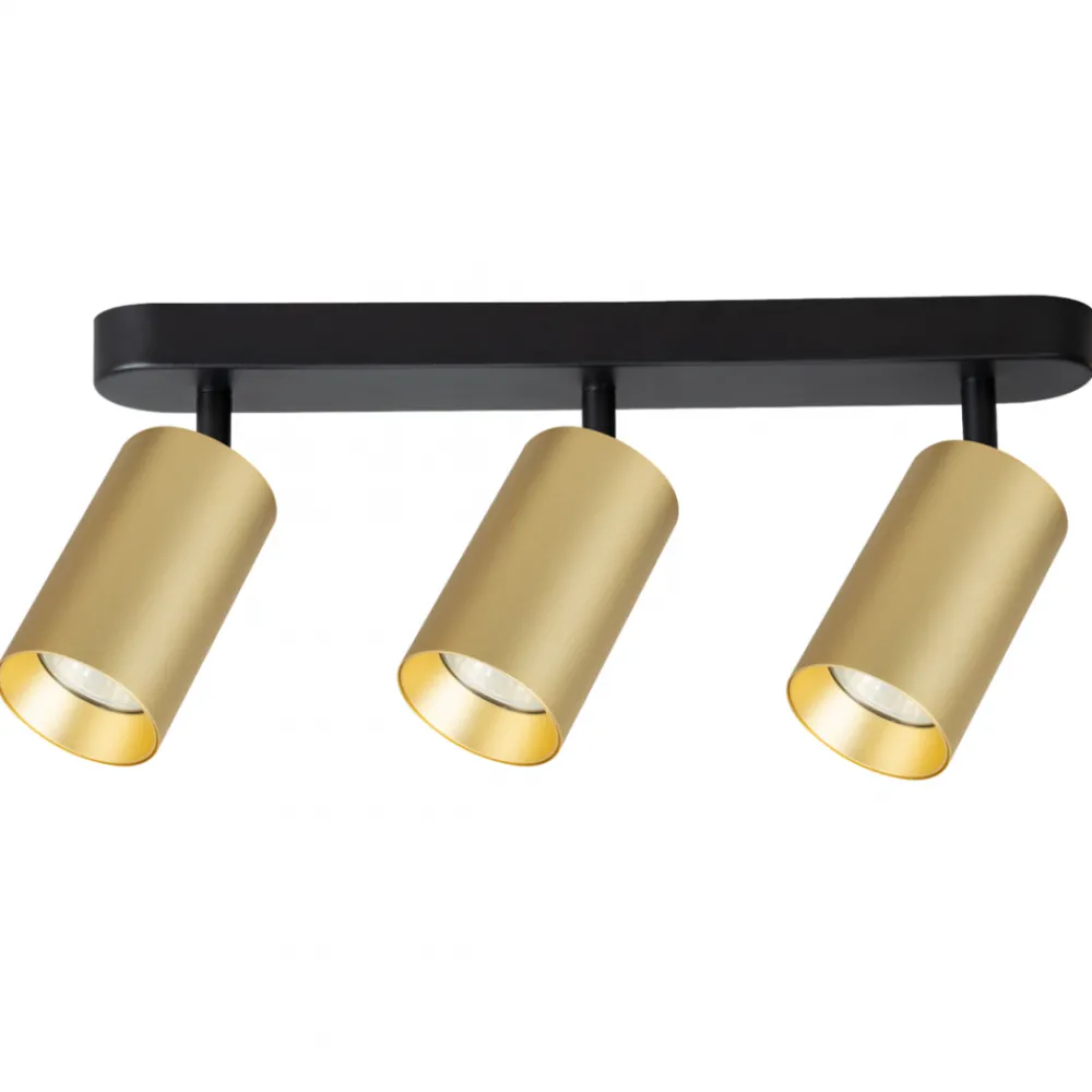 Lampa Sufitowa Spot Pipe Spot Czarny Złoty 3xGU10 * Eko-light