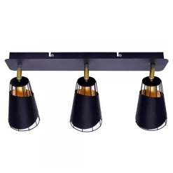 Lampa Sufitowa Spot RICK Czarny Złoty Metalowe Klosze 3xE14 * Eko-light Sale