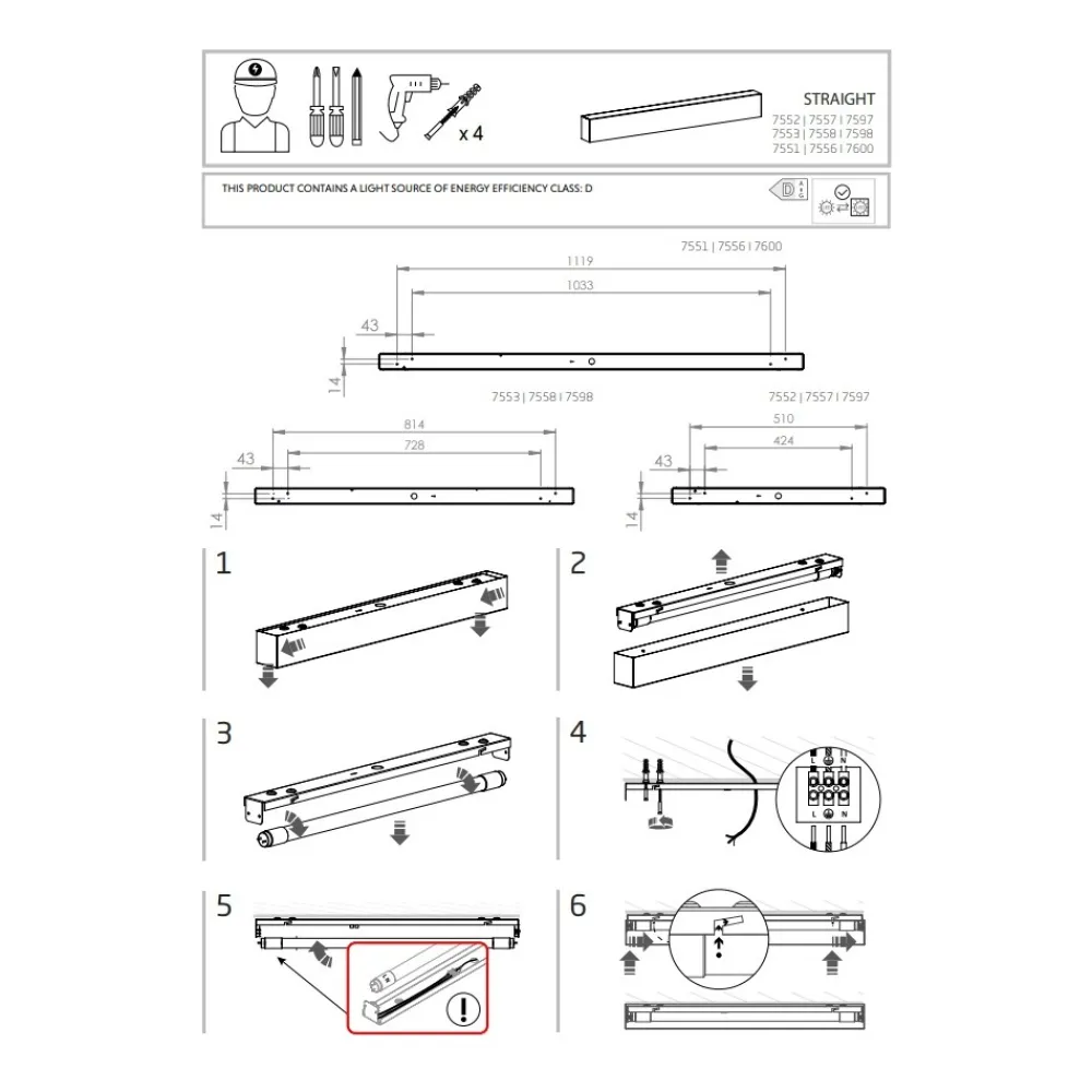 Lampa Sufitowa STRAIGHT Grafitowy 1xT8 16W LED 3000K 92cm * Nowodvorski Best