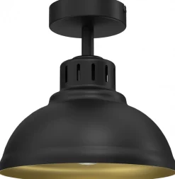 Lampa Sufitowa SVEN Czarny Złoty Metalowy Klosz 1xE27 * Luminex Discount