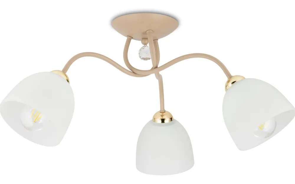 Lampa Sufitowa Tina Beżowa Szkło 3xE27 58 cm * HowHomely Clearance
