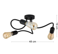 Lampa Sufitowa WAVE Czarny Loft 3xE27 * TK Lighting Discount